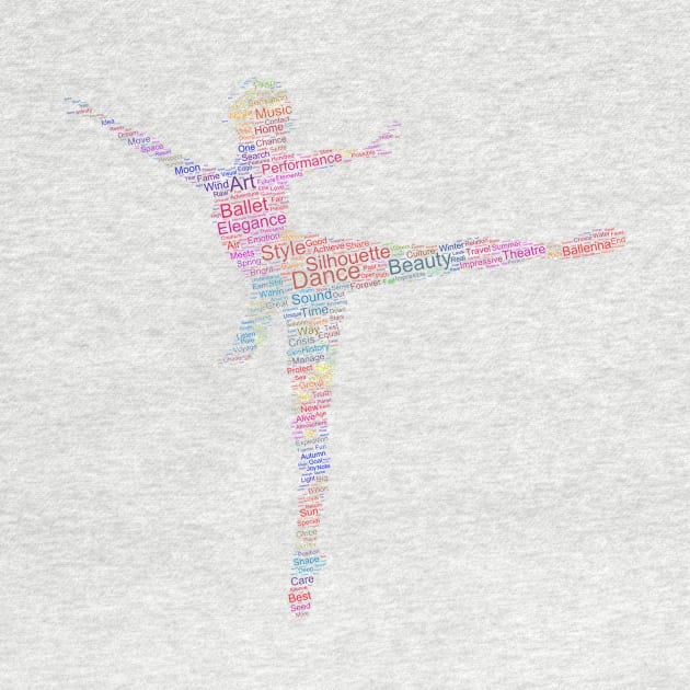 Dancer Lady Woman Silhouette Shape Text Word Cloud by Cubebox